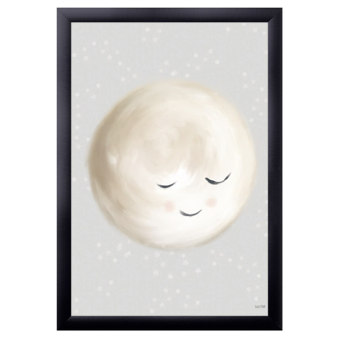 12" x 16" Happy Little Moon I Framed Wall Art, Contemporary Home Décor for Baby or Child's Room, Glass Facing and Hanging Hardware Included